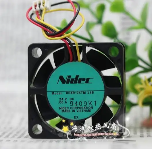 Original Nidec 40*40*15mm DC 24V 0.06A D04R-24TM 14B 3 Lines Inverter Signal Detection Cooling Fan
Original Nidec 40*40*15mm DC 24V 0.06A D04R-24TM 14B 3 Lines Inverter Signal Detection Cooling Fan