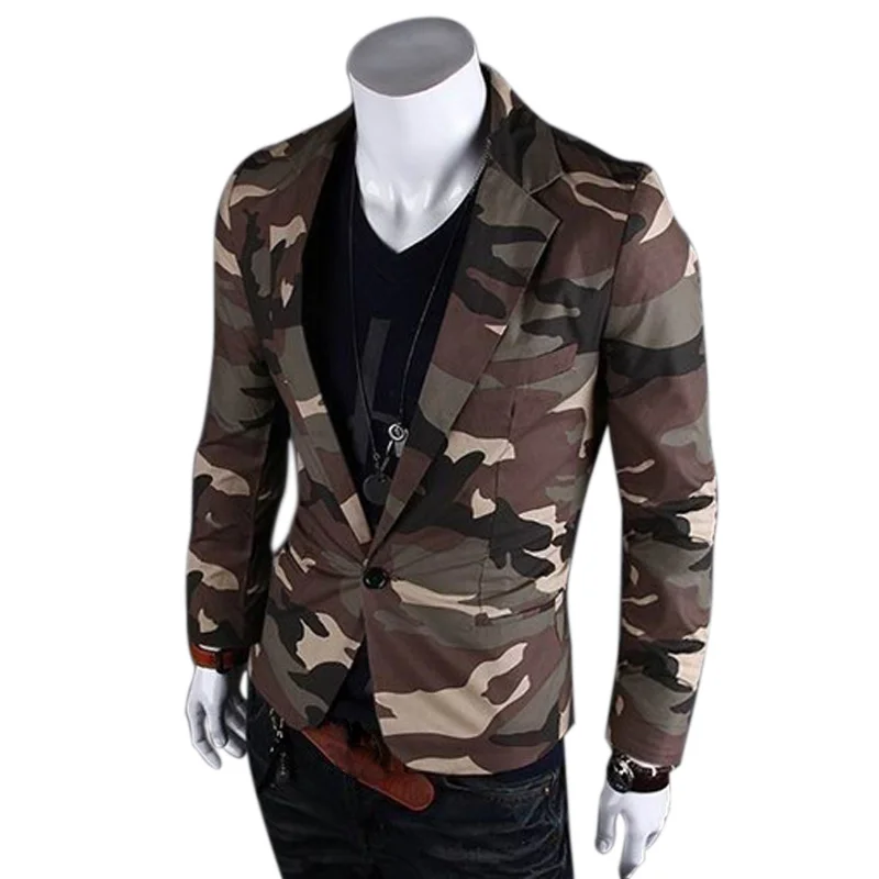 Fashion Spring Men Blazer Slim Fit Suit Jacket Camouflage Style Casual Single Button Coat Tops H9
Fashion Spring Men Blazer Slim Fit Suit Jacket Camouflage Style Casual Single Button Coat Tops H9