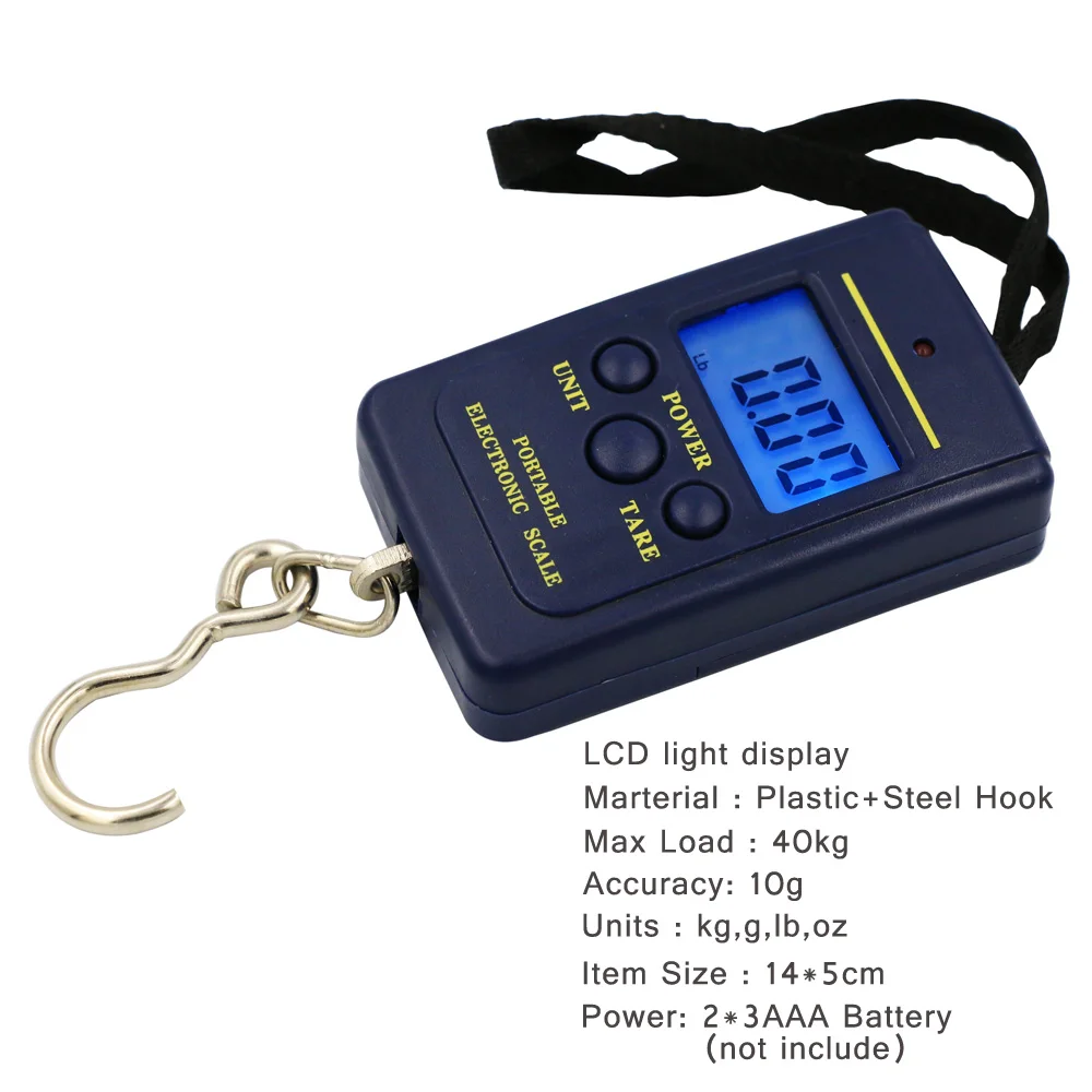 Весы для багажа 40кг/88lb мини портативные цифровые весы рыбалки ЖК дисплей