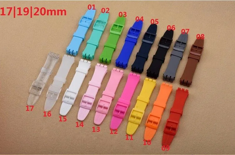 1PCS High Quality 17mm 19mm 20mm Silicone Rubber Watchband For Swatch Colorful Rubber strap plastic buckle 17 colors-RB115
1PCS High Quality 17mm 19mm 20mm Silicone Rubber Watchband For Swatch Colorful Rubber strap plastic buckle 17 colors-RB115