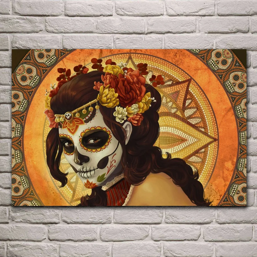 ancient girl sugar skull makeup fabric posters on the wall picture home living room decoration for bedroom KF145
ancient girl sugar skull makeup fabric posters on the wall picture home living room decoration for bedroom KF145
