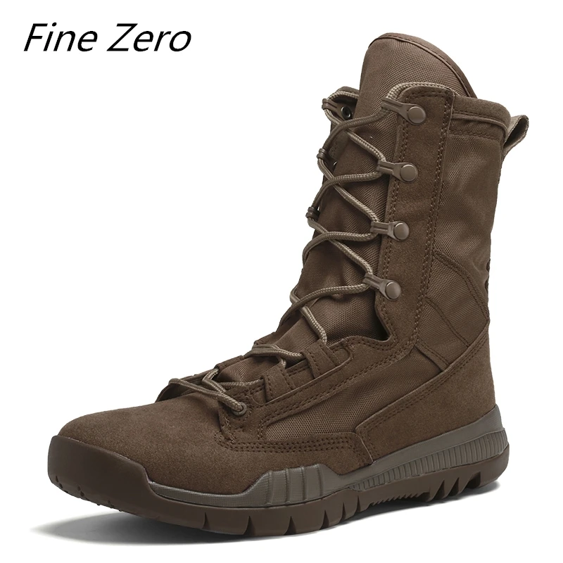 

Fine Zero Spring/Autumn Men Military Boot Black Breathable Canvas Ultra light Desert Shoes Mens Combat Ankle Tactical Army Boots