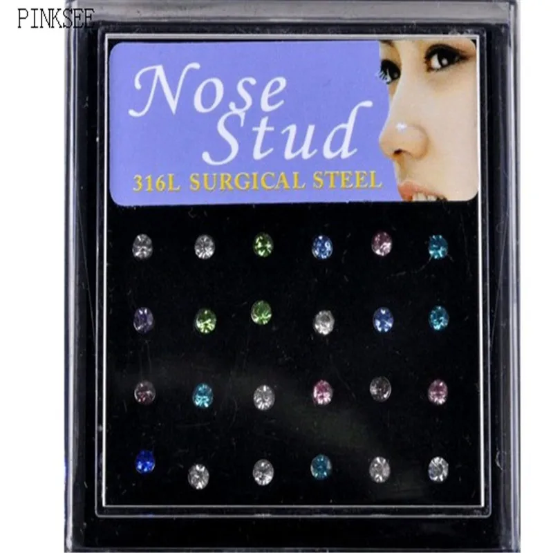 PINKSEE 24Pcs/Lot Surgical 316L Stainless Steel Rhinestone Nose Ring Bone Stud Body Piercing Jewelry Multicolor Wholesale
PINKSEE 24Pcs/Lot Surgical 316L Stainless Steel Rhinestone Nose Ring Bone Stud Body Piercing Jewelry Multicolor Wholesale