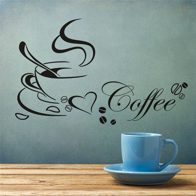 Наклейки на стену с узором Love Coffee для магазина офиса гостиной кухни