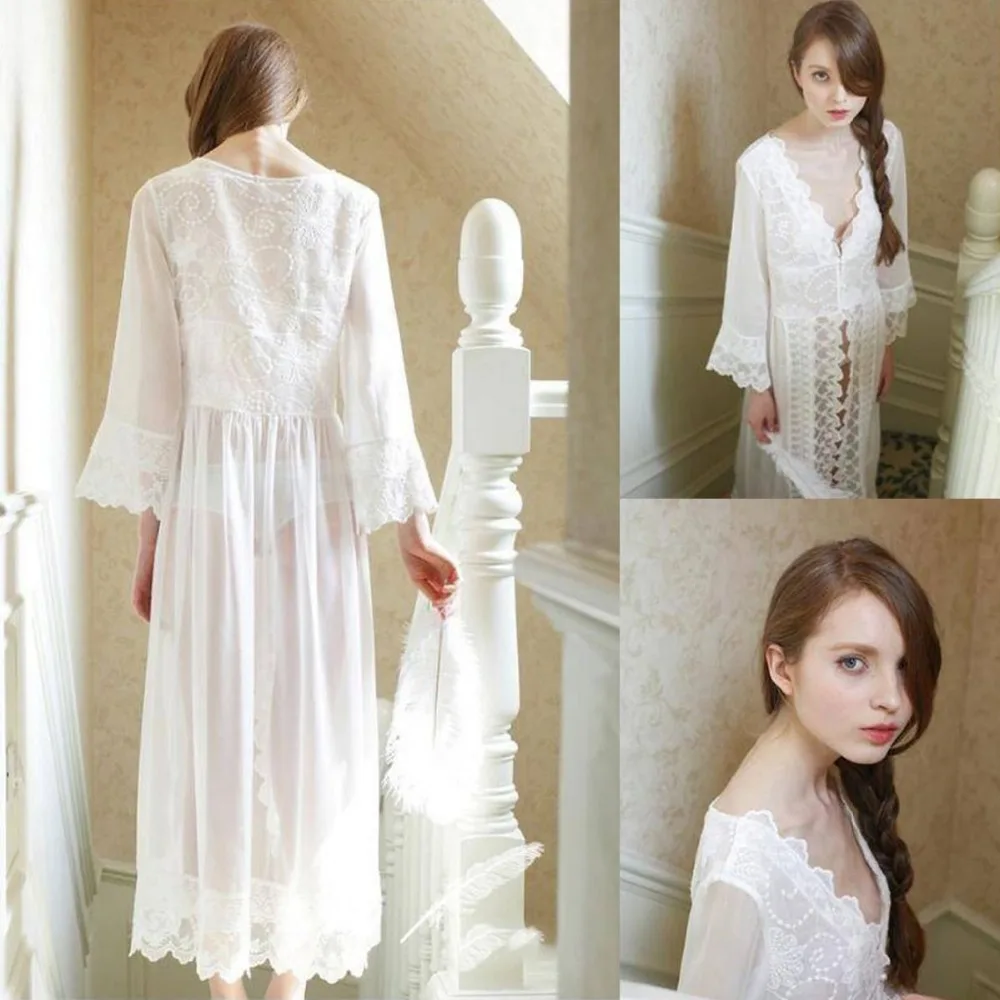 Sexy Womens Lolita Lace Long Sleep Robe Shirt Gown Vintage Pricess Cute White Sleepwear
Sexy Womens Lolita Lace Long Sleep Robe Shirt Gown Vintage Pricess Cute White Sleepwear