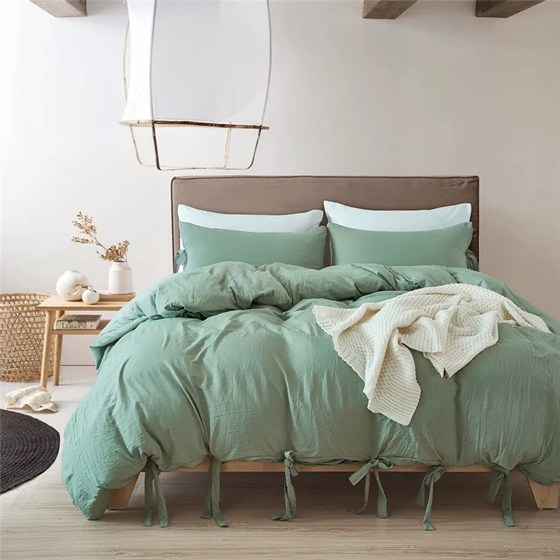 Three-piece Set Standard US Size Solid Color Washed Cotton Lace Creases Quilt Duvet Cover Set Home Textiles Room Beddings 2018
Three-piece Set Standard US Size Solid Color Washed Cotton Lace Creases Quilt Duvet Cover Set Home Textiles Room Beddings 2018