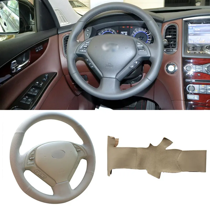 Чехол для руля из искусственной кожи DIY сшитый вручную точно подходит Infiniti G25 G35 G37