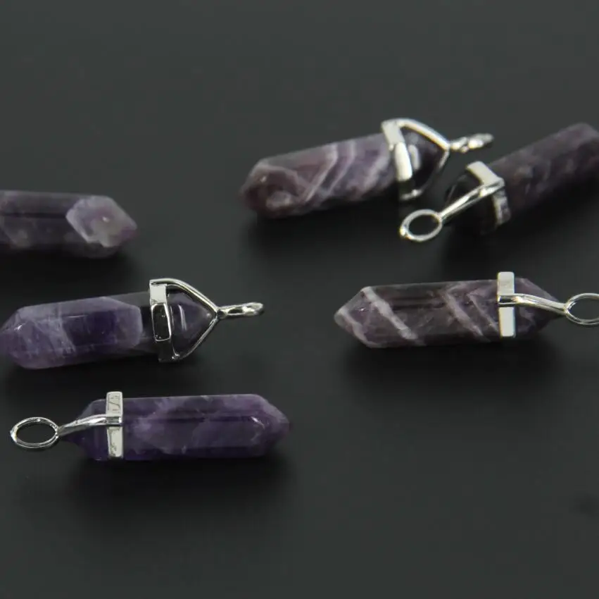Natural Purple Striped Purple Quartz Hexagonal Pointed Beads Pendant,Gems Stone Stick Point Pendant Necklace Jewelry DIY
Natural Purple Striped Purple Quartz Hexagonal Pointed Beads Pendant,Gems Stone Stick Point Pendant Necklace Jewelry DIY