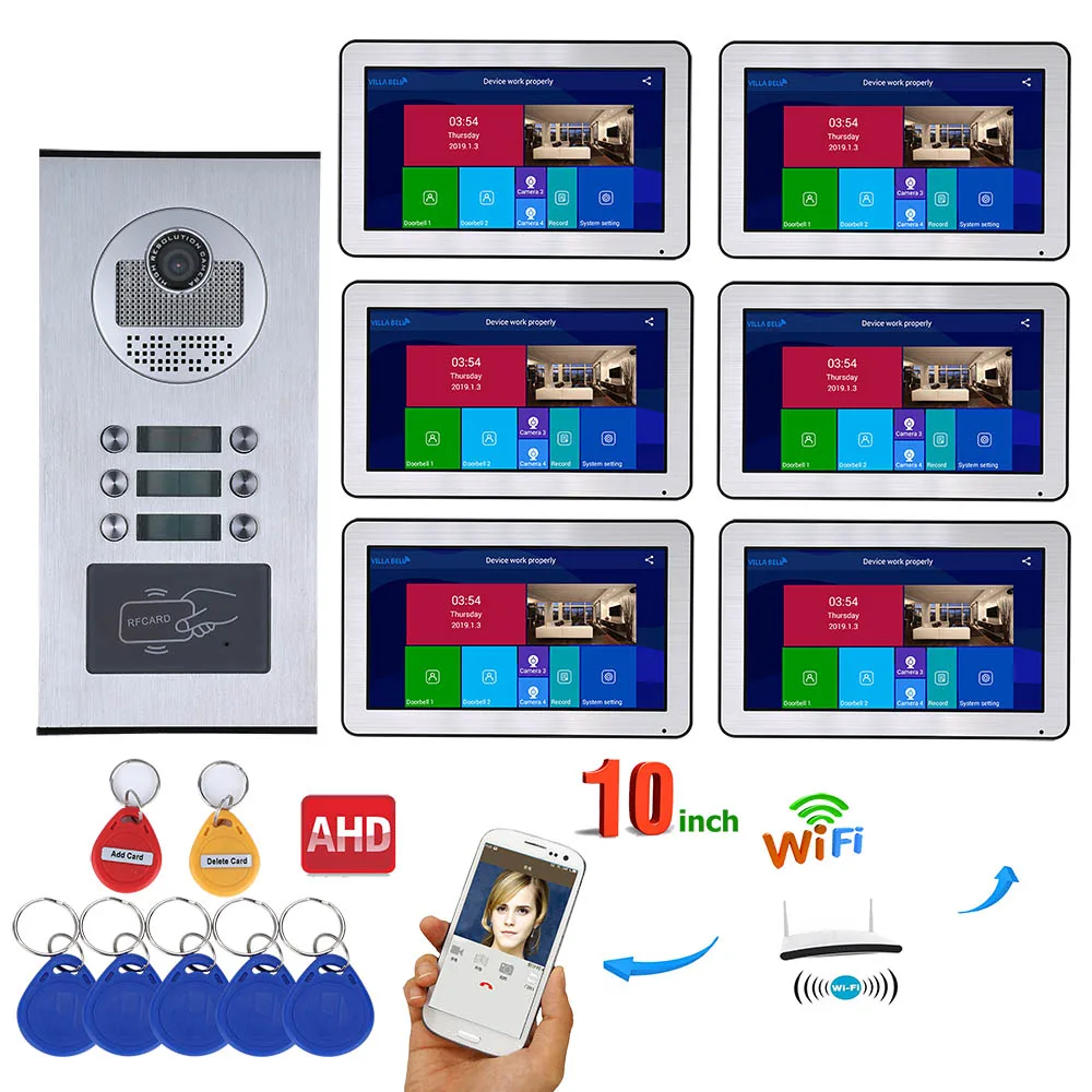 MAOTEWANG проводной видеодомофон 6 квартиры 10 дюймов Wifi видео домофон система RFID IR-CUT HD 720P дверной Звонок камера
MAOTEWANG проводной видеодомофон 6 квартиры 10 дюймов Wifi видео домофон система RFID IR-CUT HD 720P дверной Звонок камера