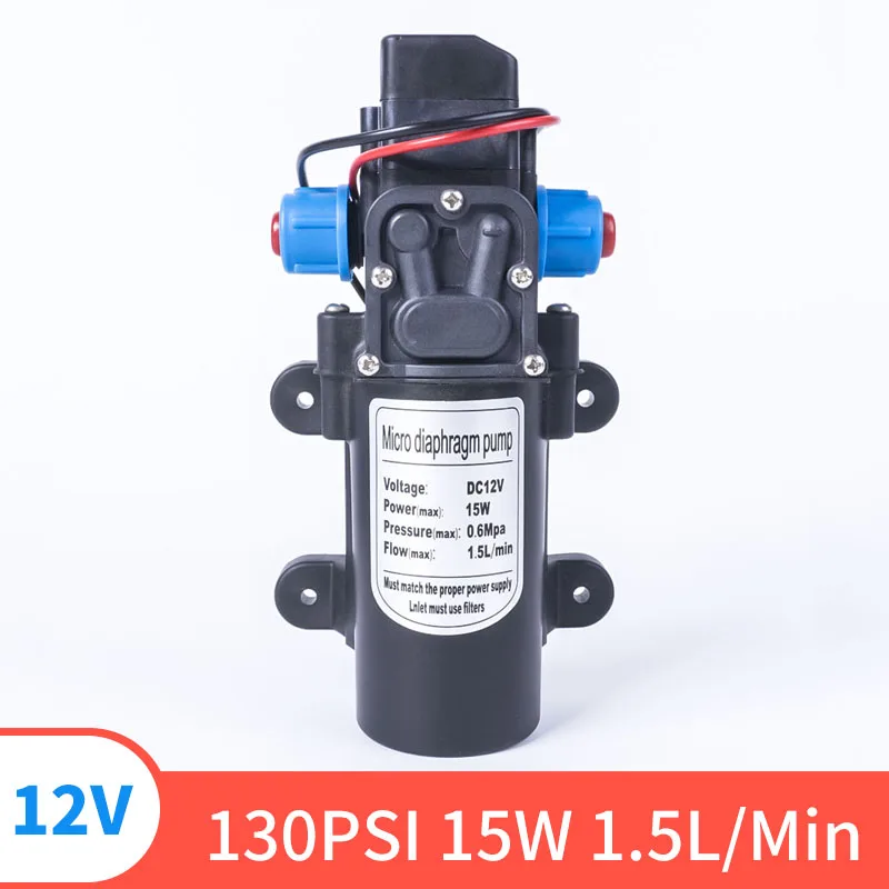 DC 12V 15W 130PSI 0.8MPA 1 5/Min мембранный насос высокого давления самовсасывающий