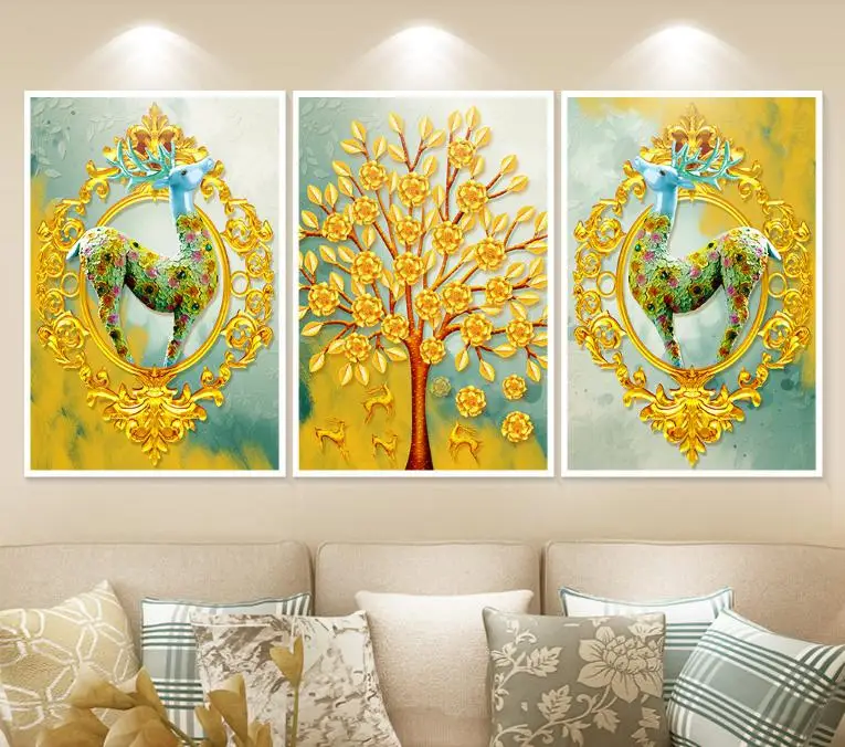 Unframed 3 Pieces/Set Proud Deer Golden Flower Tree Painting Canvas Art Modular Printed Cuadros Decoration Pictures
Unframed 3 Pieces/Set Proud Deer Golden Flower Tree Painting Canvas Art Modular Printed Cuadros Decoration Pictures