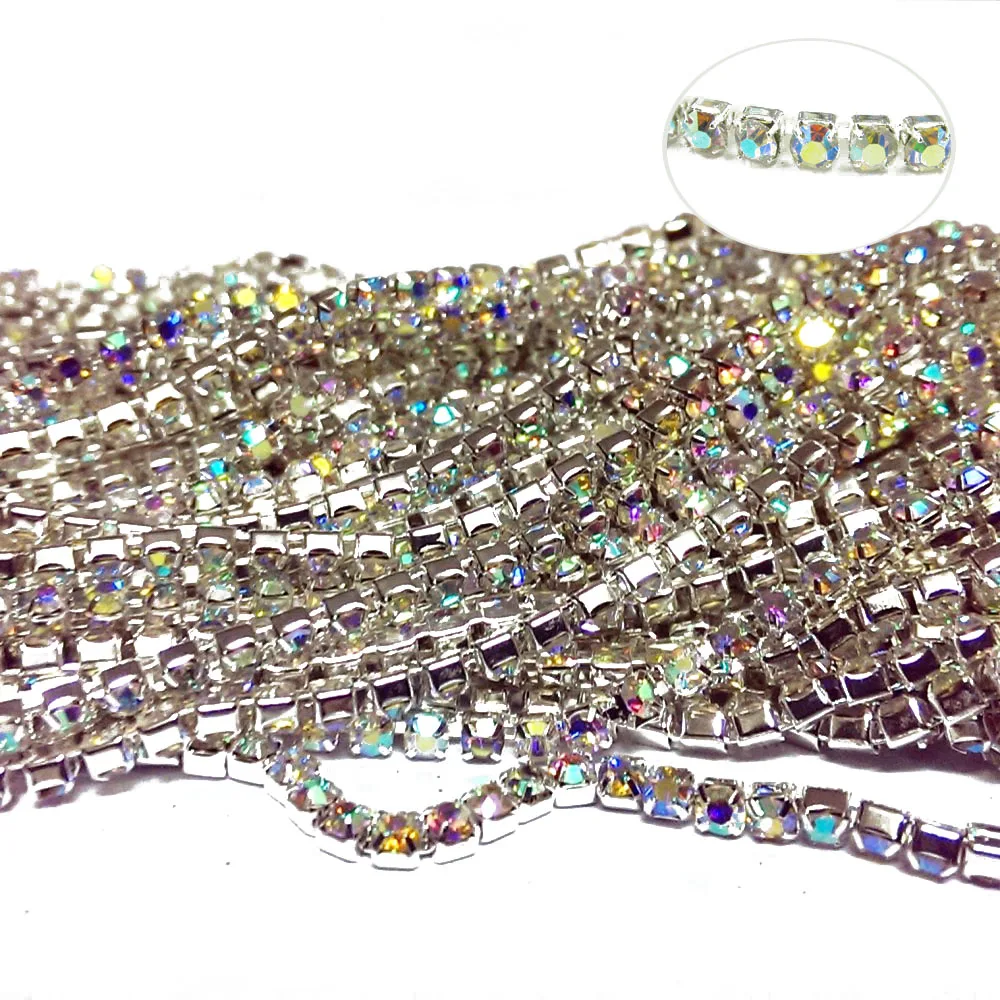 SS6 SS8 SS10 SS12 SS16 10m AB Crystal Bright Strass Silver Base Densify Claw Sew On Rhinestone Cup Chain For Dress Design
SS6 SS8 SS10 SS12 SS16 10m AB Crystal Bright Strass Silver Base Densify Claw Sew On Rhinestone Cup Chain For Dress Design