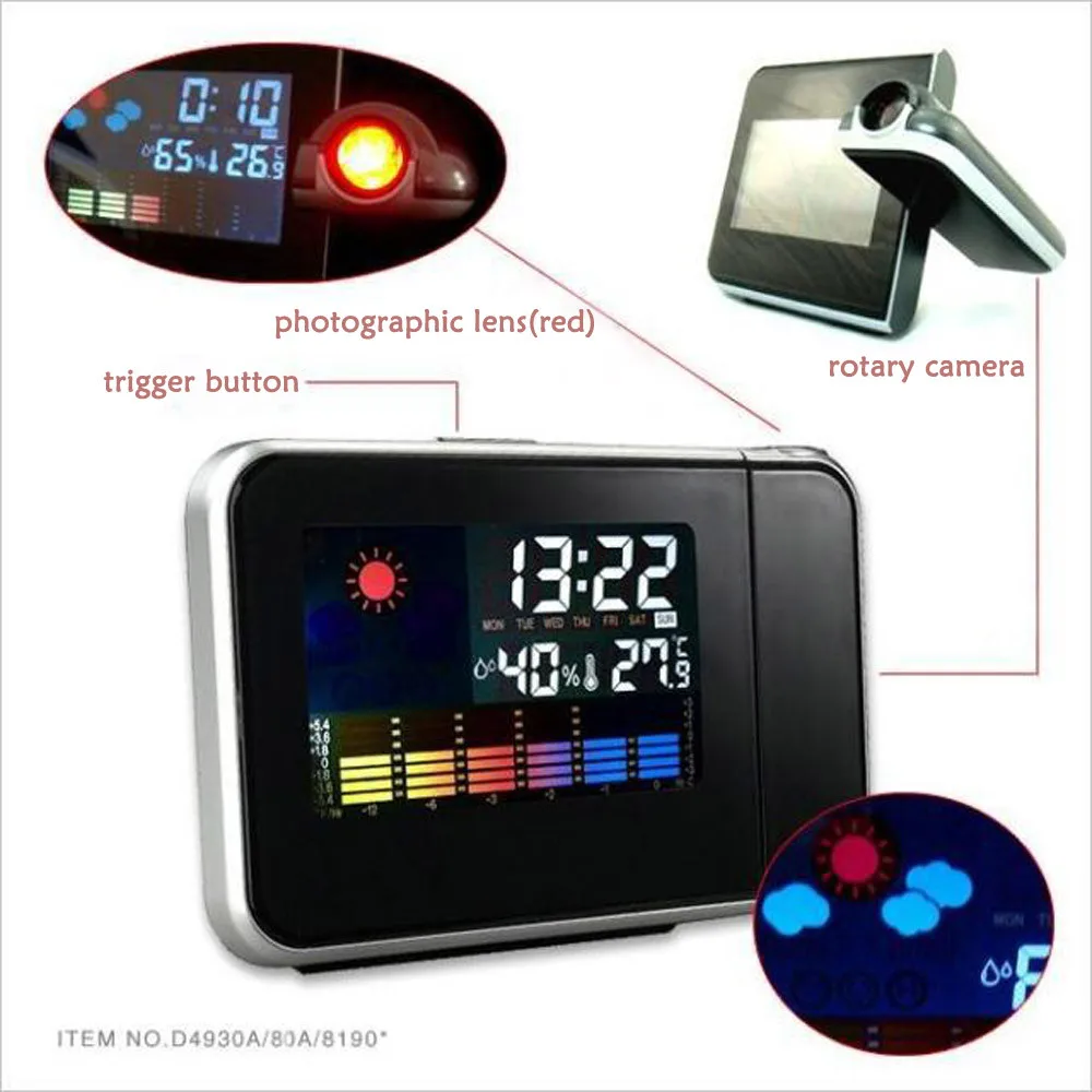 LED Alarm Clock with Projection Weather and Snooze Digital Black Alarm Clock Backlight Color Display
LED Alarm Clock with Projection Weather and Snooze Digital Black Alarm Clock Backlight Color Display
