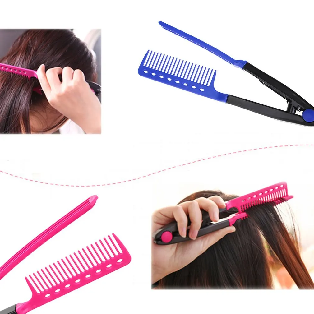 

Fashion V Type Hair Comb Hair Straightener Combs DIY Salon Haircut Hairdressing Styling Tool Barber Anti-static Combs Brush
