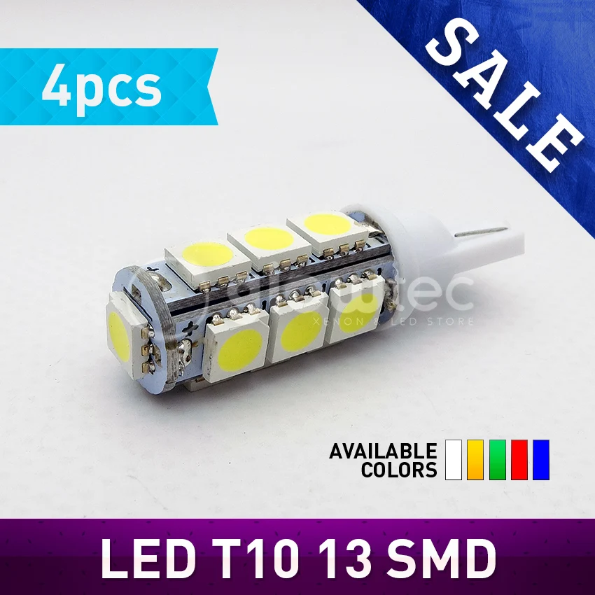 4pcs T10 13SMD 5050 LED 12V Car LED Light 194 13 SMD 5050 led BULB LIGHT T10 W5W hedlight WHITE RED BLUE GREEN YELLOW GLOWTEC
4pcs T10 13SMD 5050 LED 12V Car LED Light 194 13 SMD 5050 led BULB LIGHT T10 W5W hedlight WHITE RED BLUE GREEN YELLOW GLOWTEC