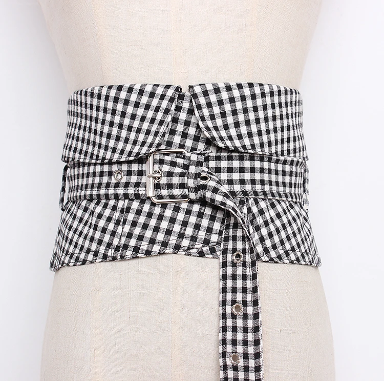 Women's runway fashion plaid checked fabric Cummerbunds female Dress Corsets Waistband Belts decoration wide belt R1292
Women's runway fashion plaid checked fabric Cummerbunds female Dress Corsets Waistband Belts decoration wide belt R1292