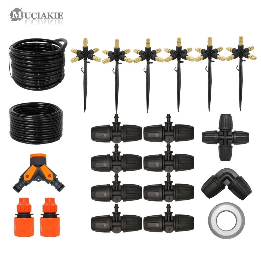 MUCIAKIE 15M 8/11MM Main Line Garden Watering Sprinkler System 3/8'' to 1/4'' Misting Kits 5-Head Copper Nozzle on Stake Cooling
MUCIAKIE 15M 8/11MM Main Line Garden Watering Sprinkler System 3/8'' to 1/4'' Misting Kits 5-Head Copper Nozzle on Stake Cooling