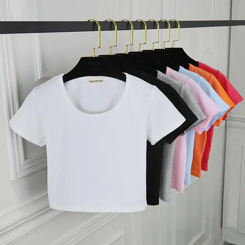 Summer Casual Solid Female Cotton T-Shirt Short Sleeve Round Neck T-Shirt High Waist Slim T-shirts for women Camiseta Mujer
Summer Casual Solid Female Cotton T-Shirt Short Sleeve Round Neck T-Shirt High Waist Slim T-shirts for women Camiseta Mujer