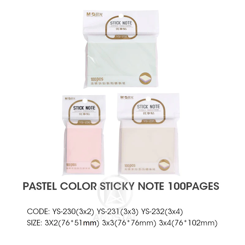 M&G Soft Pastel Color Sticky Note Memo Pad Colored Paper Notes Memo Remind Reminder Notepads Planner Stickers Office cut
M&G Soft Pastel Color Sticky Note Memo Pad Colored Paper Notes Memo Remind Reminder Notepads Planner Stickers Office cut
