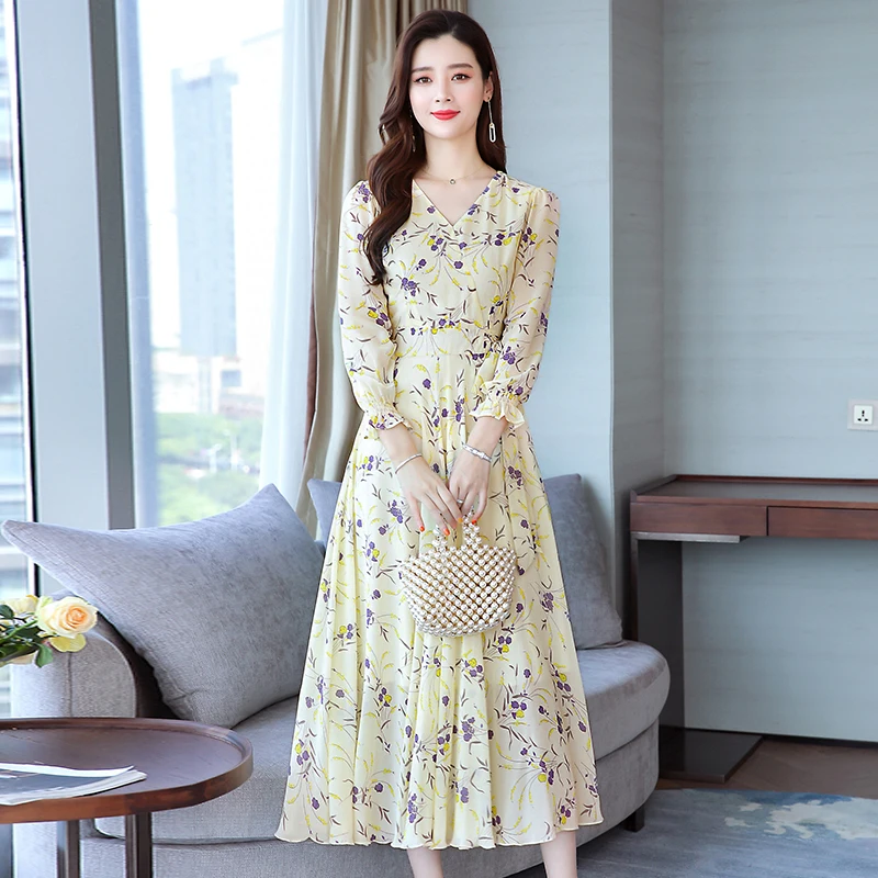 2019 Autumn New Arrival Plus Size M-3XLKorean V Collar Long Sleeve Woman Chiffon Long Dress Bohemian Beach Style
2019 Autumn New Arrival Plus Size M-3XLKorean V Collar Long Sleeve Woman Chiffon Long Dress Bohemian Beach Style