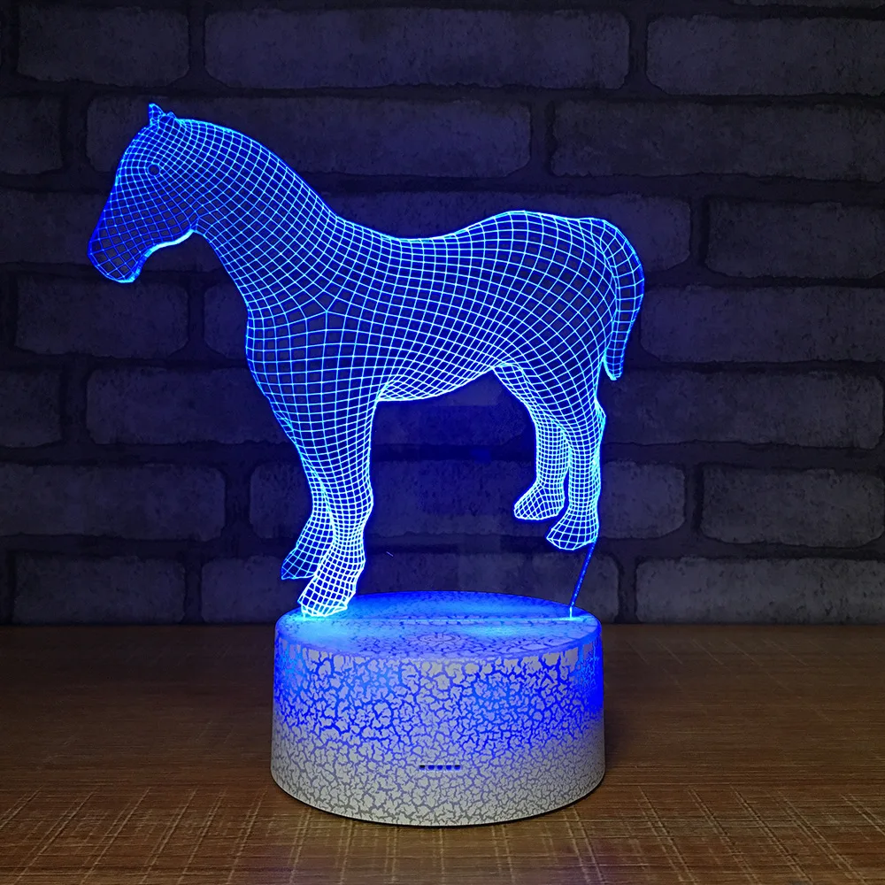 Лошади 3D светодиодный RGB Ночной светильник 7 цветов Change настольная лампа фигурки