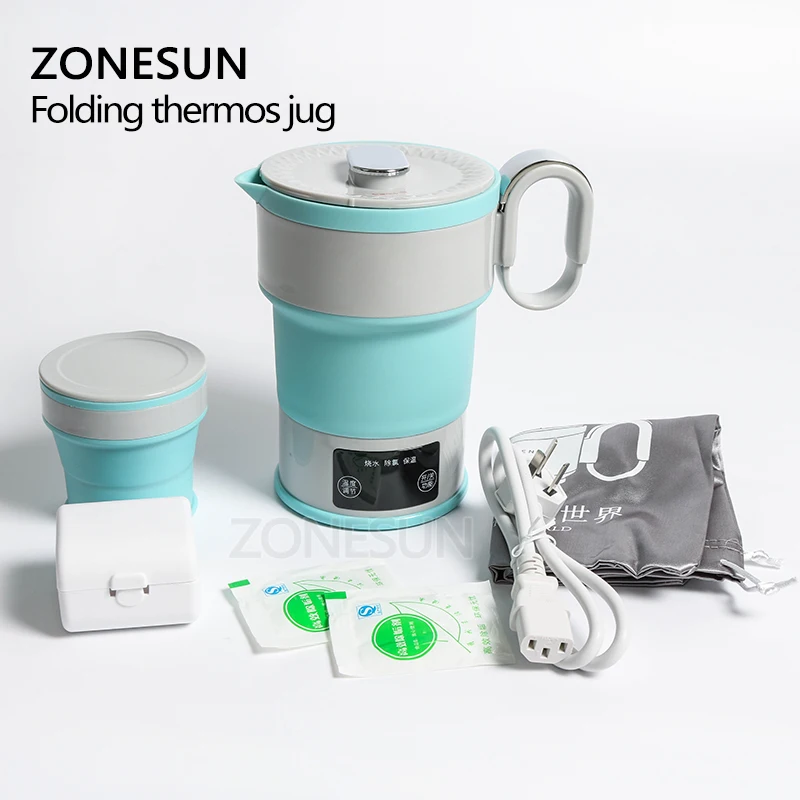 ZONESUN 0.6L Folding Electrical Water Kettle Auto Power-Off Protection Travel Mini Portable Heating Water Boiler Tea bottle
ZONESUN 0.6L Folding Electrical Water Kettle Auto Power-Off Protection Travel Mini Portable Heating Water Boiler Tea bottle