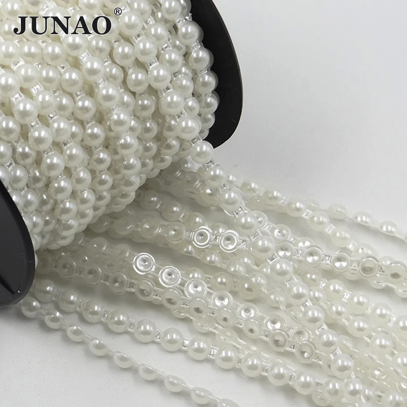 JUNAO 6mm White Pearl Beads Chain Bridal Applique Trim Half Round Pearls String Strass Crystal Band For Wedding Party Decoration
JUNAO 6mm White Pearl Beads Chain Bridal Applique Trim Half Round Pearls String Strass Crystal Band For Wedding Party Decoration