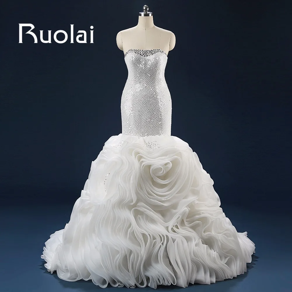 Stunning Mermaid Wedding Dresses Boat Neck Sweep Train Off the Shoulder Crystal Organza Ruffles Bridal Dresses vestido de noiva
Stunning Mermaid Wedding Dresses Boat Neck Sweep Train Off the Shoulder Crystal Organza Ruffles Bridal Dresses vestido de noiva