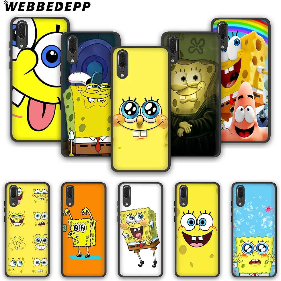 WEBBEDEPP Губка Боб ТПУ чехол для телефона Huawei P10 P20 P30 Lite Pro Y6 Y7 prime 2018 Y9 2019 |