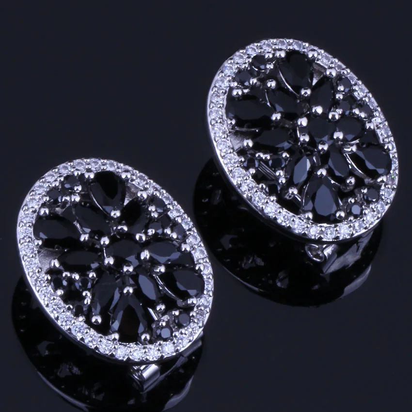 Unique Black Cubic Zirconia White CZ Silver Plated Clip Hoop Huggie Earrings V0377
Unique Black Cubic Zirconia White CZ Silver Plated Clip Hoop Huggie Earrings V0377