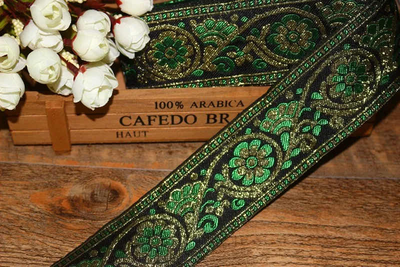 10yards/lots Woven Jacquard Ribbon 5cm black background green flowers pattern IS-3201
10yards/lots Woven Jacquard Ribbon 5cm black background green flowers pattern IS-3201