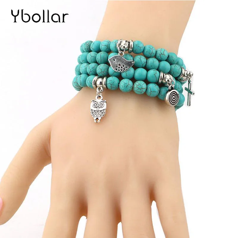 1pc Boho Vintage Turquoises Bracelets for Women Men Cross Tree Owl Hand Pendant Charm Beaded Bracelet Bangle Fashion Jewelry
1pc Boho Vintage Turquoises Bracelets for Women Men Cross Tree Owl Hand Pendant Charm Beaded Bracelet Bangle Fashion Jewelry