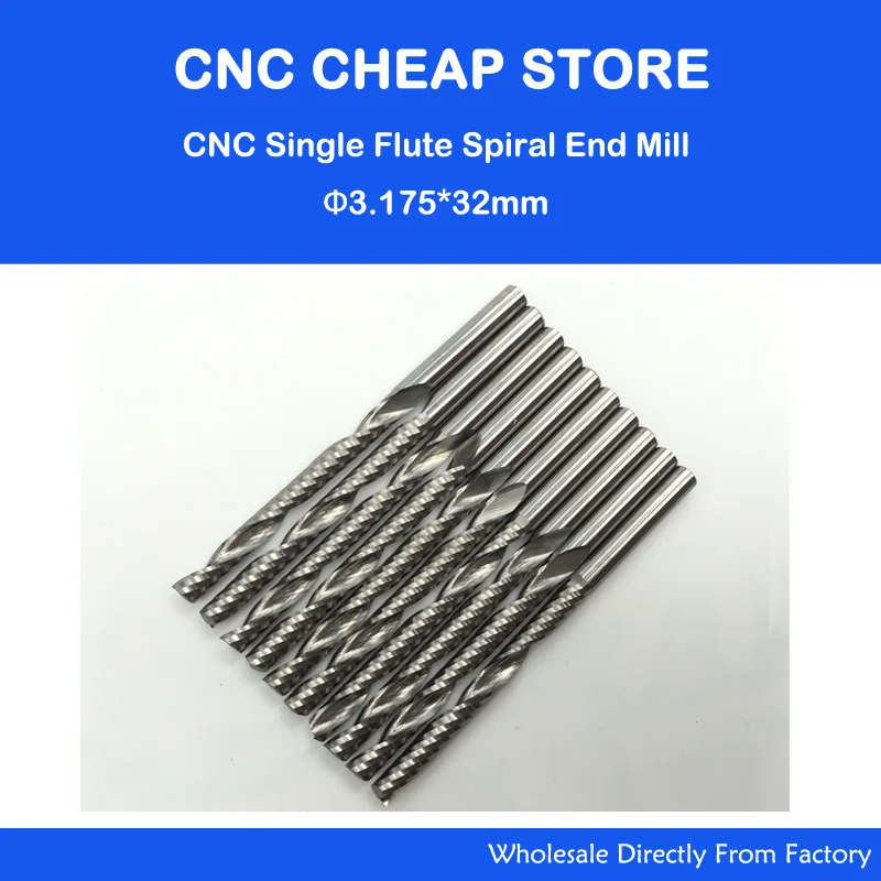 10pcs x 3.175mm CEL 32mm edge length Single flute blade screw milling cutter CNC tool engraving bits
10pcs x 3.175mm CEL 32mm edge length Single flute blade screw milling cutter CNC tool engraving bits