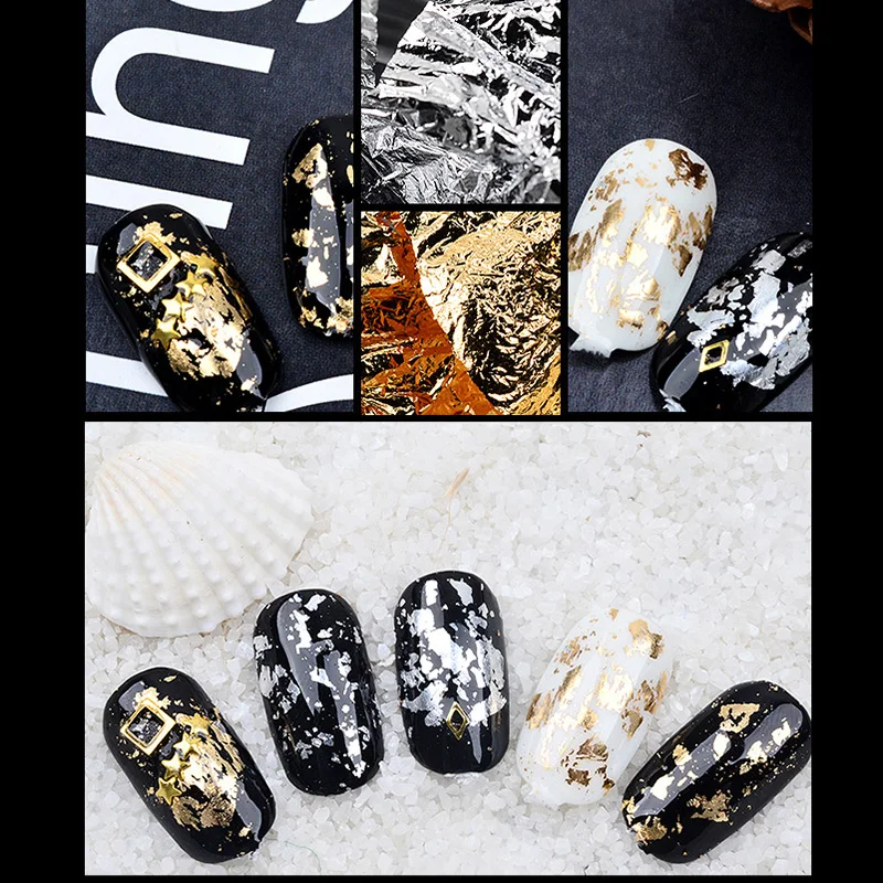 50 Box/lot Gold Silver Irregular Aluminum Foil Paper Nail Art Sticker 3D Glitter Flower Starry Sky Nail Foils
50 Box/lot Gold Silver Irregular Aluminum Foil Paper Nail Art Sticker 3D Glitter Flower Starry Sky Nail Foils