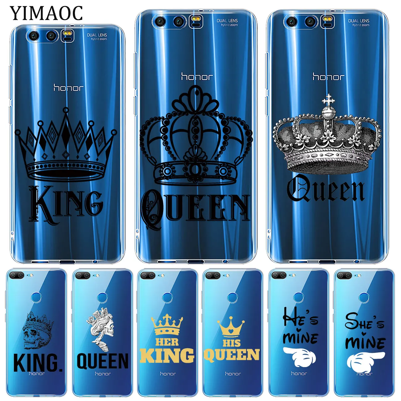 Мягкий силиконовый чехол для влюбленных YIMAOC King Queen Huawei Y9 Y7 Y6 Prime 2018 Honor 20 10 9 9X 8C 8X 8 Lite