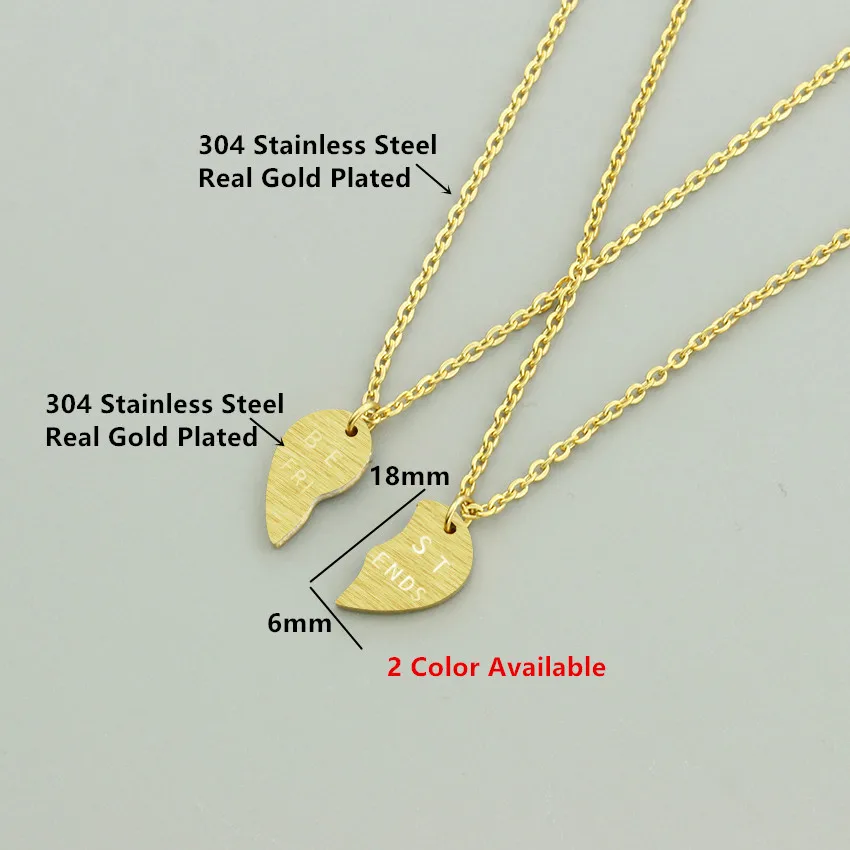 Wholesale 10pcs/lot Two Piece Heart Pendant Necklace Set Stainless Steel Jewelry Engraved Colar Best Friends Friendship Necklace
Wholesale 10pcs/lot Two Piece Heart Pendant Necklace Set Stainless Steel Jewelry Engraved Colar Best Friends Friendship Necklace