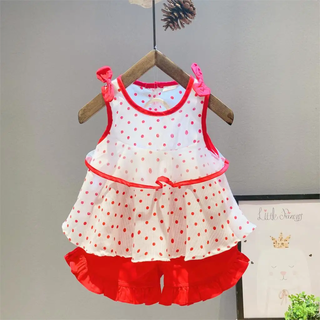 Hot Sale Kids Summer Clothing Set Baby Girls Fashion Cotton O-Neck Dot Sleeveless Bow Shirt+Shorts 2PCS Little Girls Outfits
Hot Sale Kids Summer Clothing Set Baby Girls Fashion Cotton O-Neck Dot Sleeveless Bow Shirt+Shorts 2PCS Little Girls Outfits