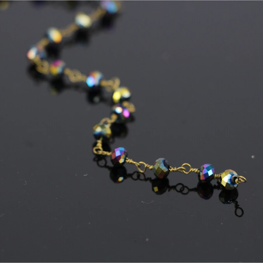 5Meter,Rainbow Rondelle Faceted Glass Beaded Rosary Chain,Tone Wire Wrapped Brass Chain Necklace DIY Fashion Jewelry Findings
5Meter,Rainbow Rondelle Faceted Glass Beaded Rosary Chain,Tone Wire Wrapped Brass Chain Necklace DIY Fashion Jewelry Findings