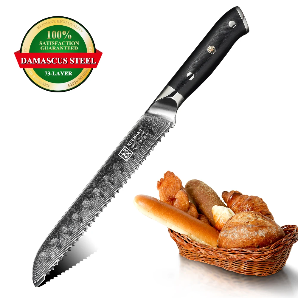 KEEMAKE 8" Bread Knife Kitchen Knives Japanese Damascus High Quality VG10 Steel Razor Sharp Chef Knife Cutter Tools G10 Handle
KEEMAKE 8" Bread Knife Kitchen Knives Japanese Damascus High Quality VG10 Steel Razor Sharp Chef Knife Cutter Tools G10 Handle