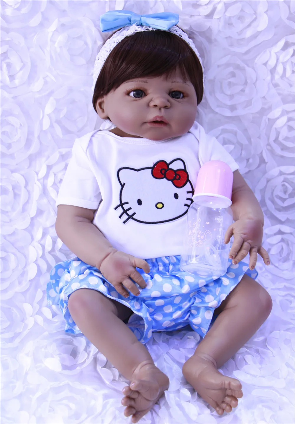 55 см полный Силиконовый Reborn Baby Black reborn младенцы кукла-мальчик игрушки 22 дюйма bebe