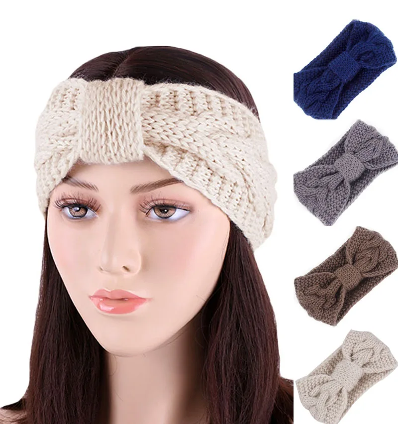 

New fashion women Winter Headband Hair Turban Crochet Warmer Ear Knitted Headbands For Girls Women Knotted Hairband