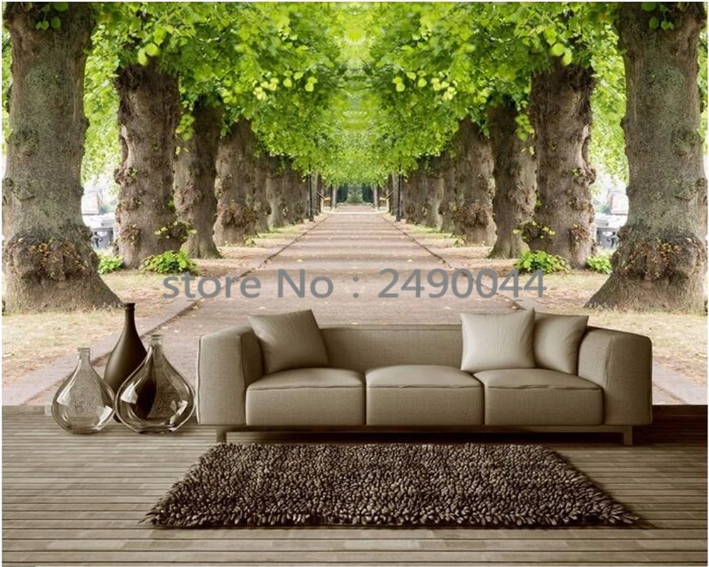Фотообои Beibehang на заказ фон для дорожек с деревьями ТВ фрески домашний декор