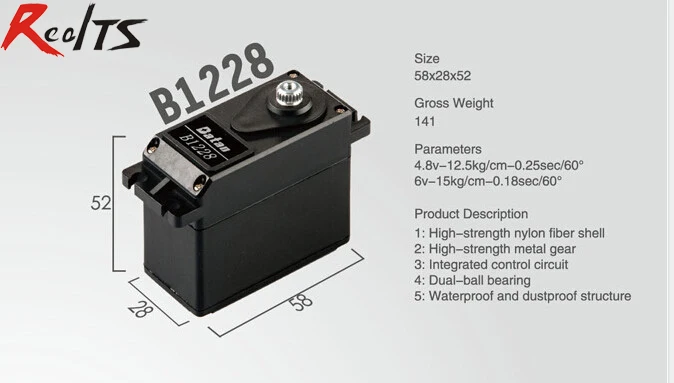 RealTS One piece Batan B1228 15kg dual ball bearing waterproof servo for rc car rc boat rc airplane
RealTS One piece Batan B1228 15kg dual ball bearing waterproof servo for rc car rc boat rc airplane