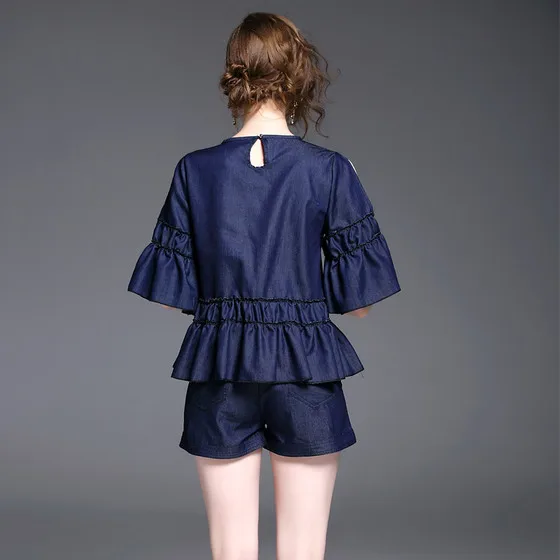 new summer dresses women cherry nail bead denim blouse & Shorts european fashion suits OL uniform brand design outfit M-XXL
new summer dresses women cherry nail bead denim blouse & Shorts european fashion suits OL uniform brand design outfit M-XXL