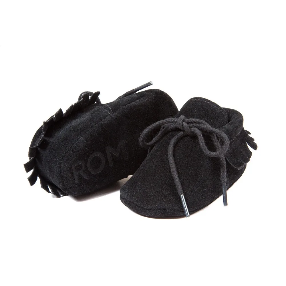 Черные Нубуковые детские туфли обувь детская Мокасины Популярные моксы