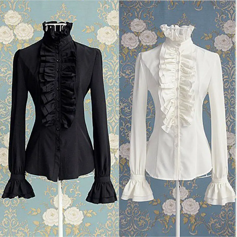 Victorian Womens Tops OL Office Blouse High Neck Ruffles Long Sleeve Frill Solid Color Shirt Frilly Cuffs Autumn Tops Womens Hot
Victorian Womens Tops OL Office Blouse High Neck Ruffles Long Sleeve Frill Solid Color Shirt Frilly Cuffs Autumn Tops Womens Hot