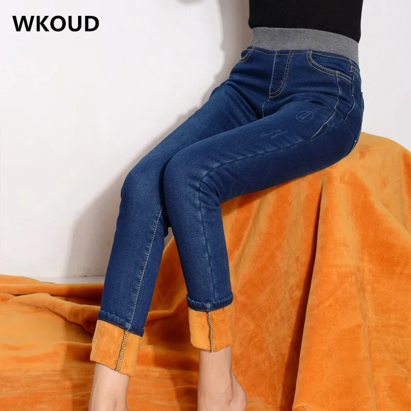 WKOUD Plus Size Jeans Women High Waist Stretch Warm Jean Black Denim Trousers Winter Thicken Pencil Pants Jeans Mujer P8530
WKOUD Plus Size Jeans Women High Waist Stretch Warm Jean Black Denim Trousers Winter Thicken Pencil Pants Jeans Mujer P8530