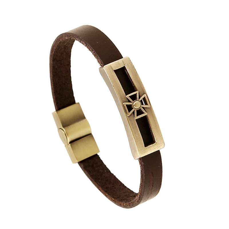 Trendy Casual Vintage Brown Genuine Leather Alloy Hollow Cross Charm Punk Men Bracelets For Women Bangle Homme Femme Men Jewelry
Trendy Casual Vintage Brown Genuine Leather Alloy Hollow Cross Charm Punk Men Bracelets For Women Bangle Homme Femme Men Jewelry