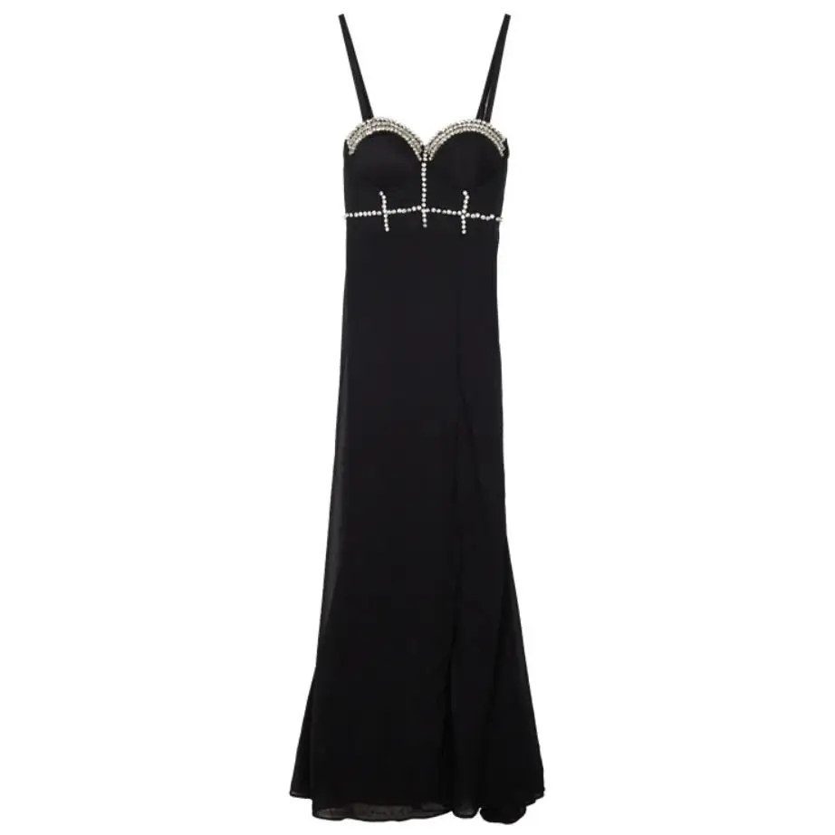 Black Sleeveless Beaded push up Dress Women Evening Party dress Sexy Back Split Long Dress Vestidos
Black Sleeveless Beaded push up Dress Women Evening Party dress Sexy Back Split Long Dress Vestidos