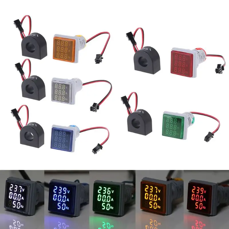 22mm AC Voltmeter Current Frequency Panel Meter Square Signal Light AC 60-500V 0-100A 20-75Hz Digital Volt Amp Hz Led Lamp Indic
22mm AC Voltmeter Current Frequency Panel Meter Square Signal Light AC 60-500V 0-100A 20-75Hz Digital Volt Amp Hz Led Lamp Indic